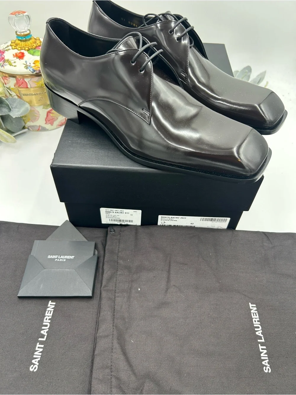 Men's Saint Laurent JEAN Leather, Derby shoes, size 43 made in Italy
